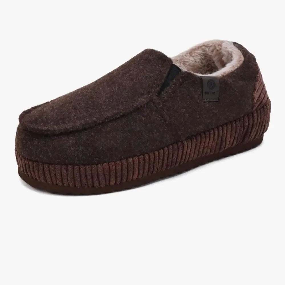 ONCAI Mens Clog Slippers with Arch Support Stripe Faux Fur - NWOB